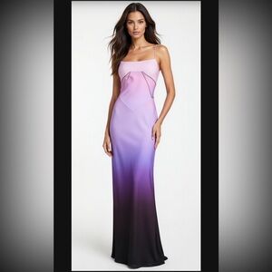 HOUSE OF CB 'Anabella' Ombre Print Lace Up Maxi Dress S-US(Fuller Cup) 4-6 $345